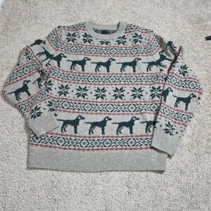 J Crew 100%  Wool Fair Isle Labrador Dog Christmas  Sweater XL